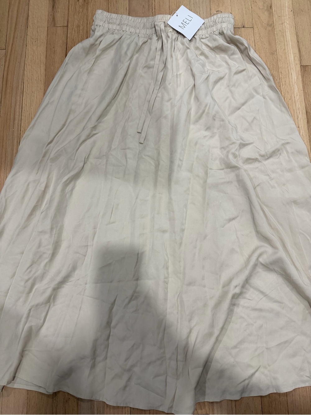 MELI Cream Drawstring Midi Skirt
